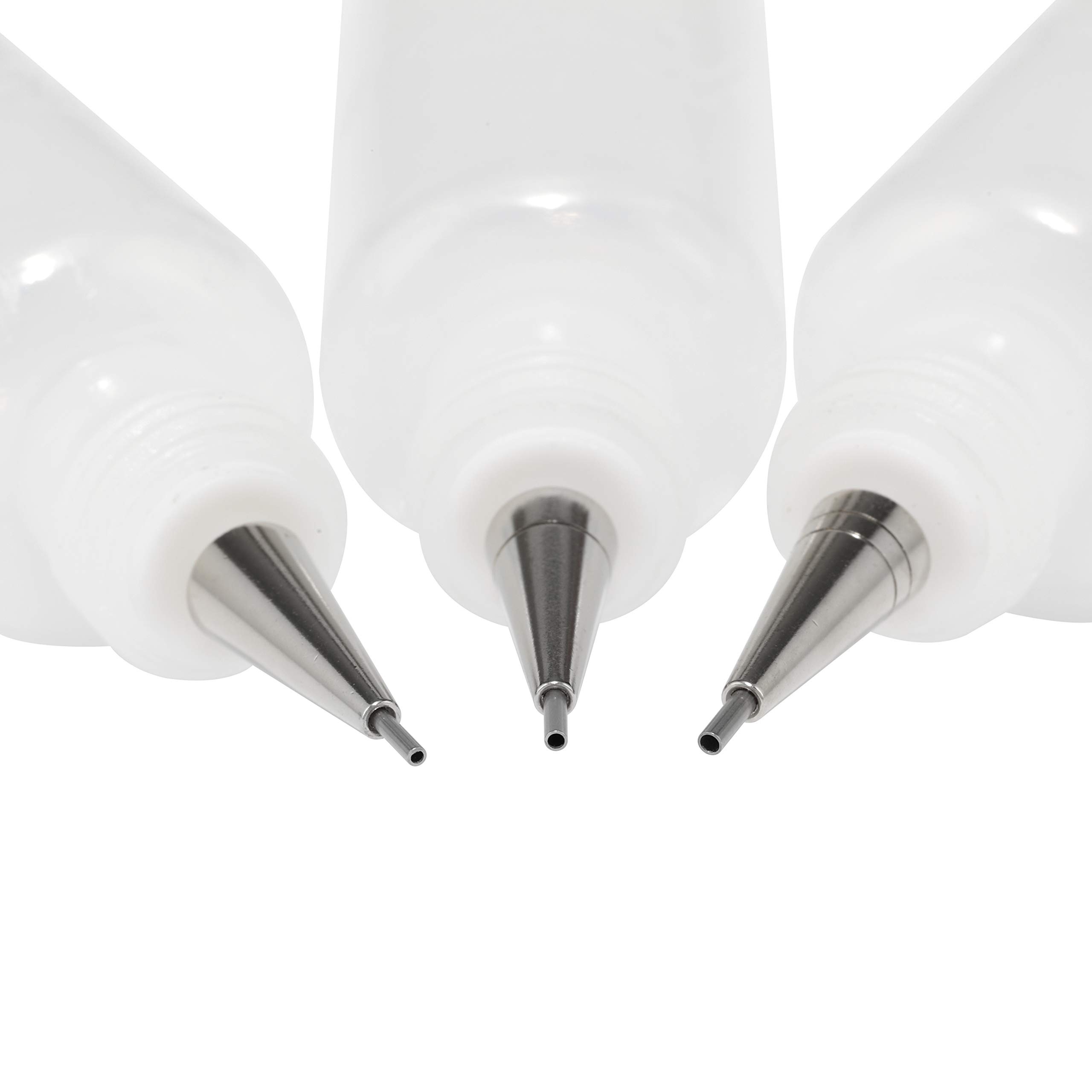 Flo Line Precision Tip Applicator Bottle - Fine Tip Squeeze Bottles for Fluid Media, Inks, Acrylics, Watercolor, Quilling, Paint Bottles with Tip Pack of 6 - 0.5oz bottles w/ 0.5, 0.7, 0.9 Metal Tips