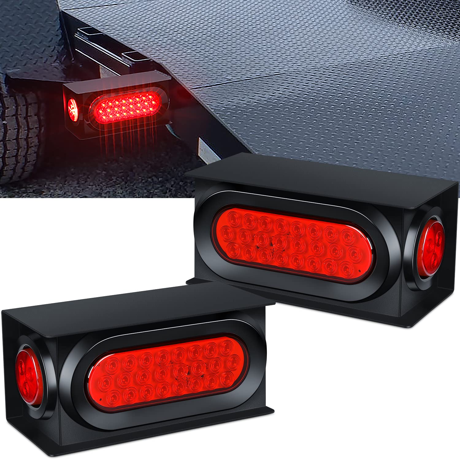 Photo 1 of WoneNice 2-Pack Trailer Light Kit with 6" Oval Tail Lights & Side Markers, Steel Housing
