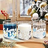 Whaline 3Pcs Christmas Icon Juice Glass 14 Oz Wine Glass Stemless Snowman Snowflake Penguin Cocktail Drinking Cups for Winter Xmas Home Party Favors Supplies