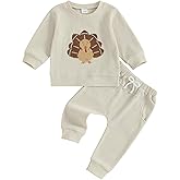Fernvia Baby Boy Fall Winter Clothes Toddler St. Patrick's Day Outfit Dinosaur Embroidered Waffle Knit Sweatshirts Pants Set
