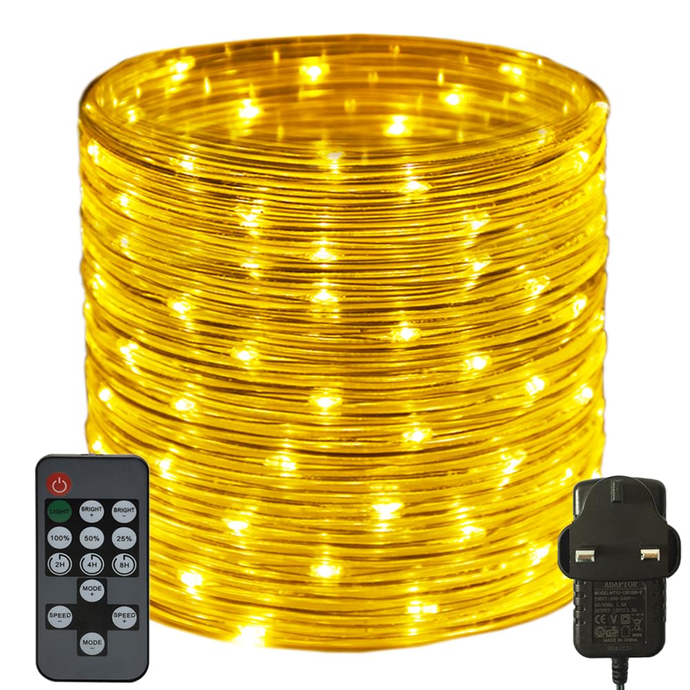 RcStarry 50M/165FT 500 LED Dia 3MM Rope/Wire Lights Warm White, Dimmable Indoor/Outdoor IP67 Waterproof Fairy Lights Plug in with Remote for Garden, Patio, Deck, Landscape Lighting, Bedroom and More