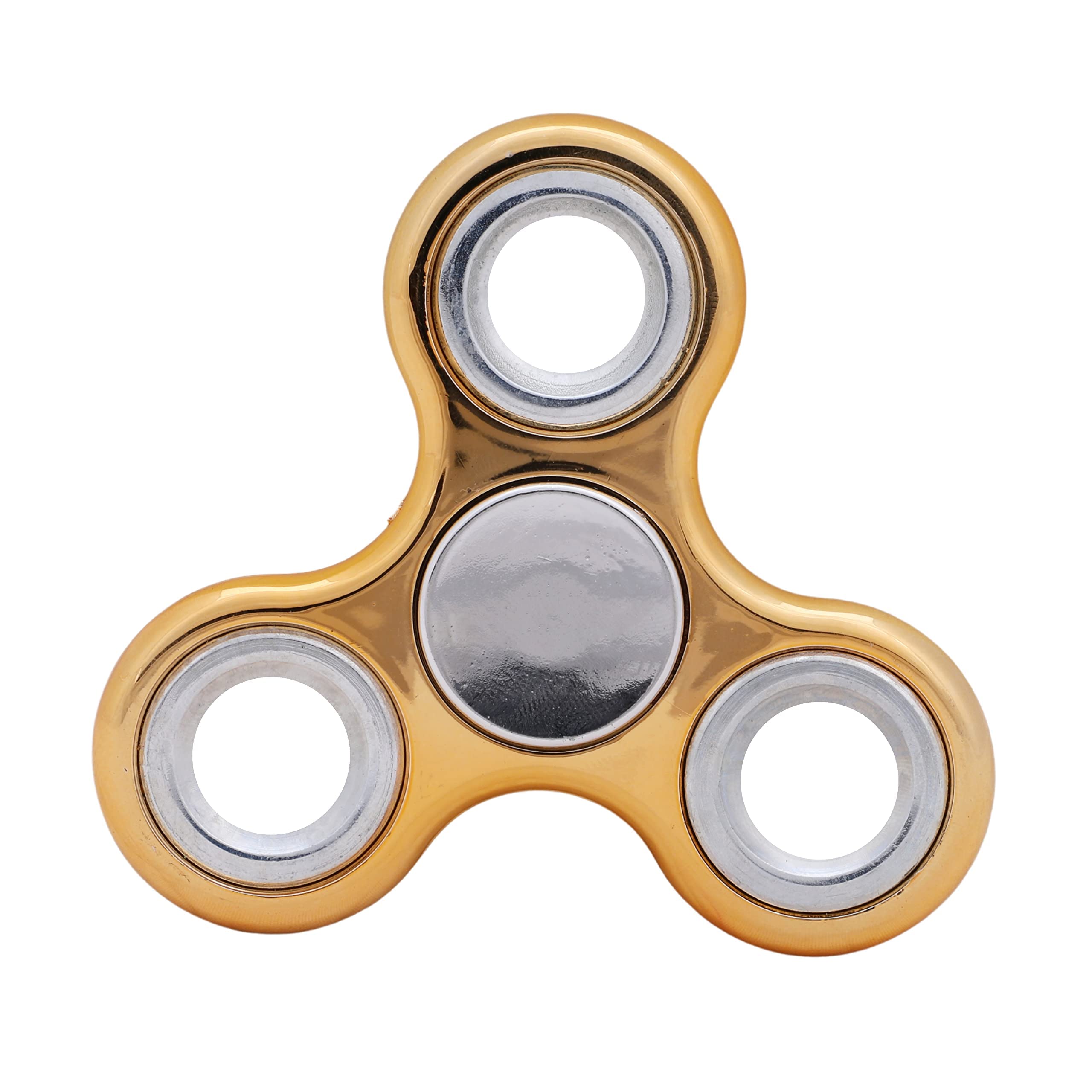 Toyland® Fidget Hand Spinner - Stress and Anxiety Relief - Assorted Colours (Metallic Gold & Silver Rings)