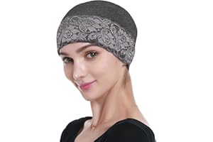 Alnorm Bamboo Sleep Beanie Cap Head Coverings for Women Hair Loss