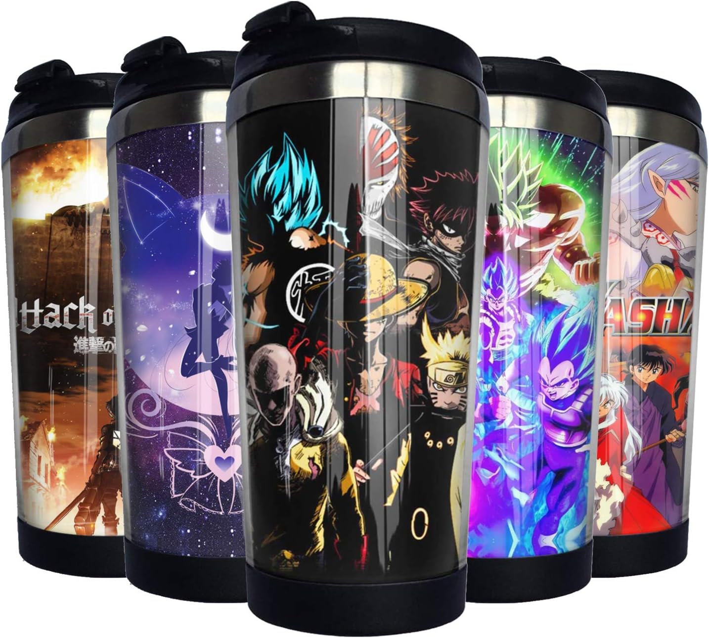 AkanaRika Anime Luffy One Piece Coffee Tumbler Cup 14 Oz Stainless Steel Coffee Travel Mug Insulated with Flip Lid for Home School Party 400ml