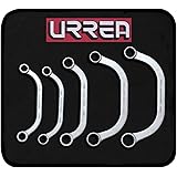 Urrea Box-End Obstruction Wrench Set - 5-Piece (10mm - 18mm) Half-Moon Wrench Kit with Satin Nickel Finish & Roll-up Storage Pouch - 1700CM, Silver