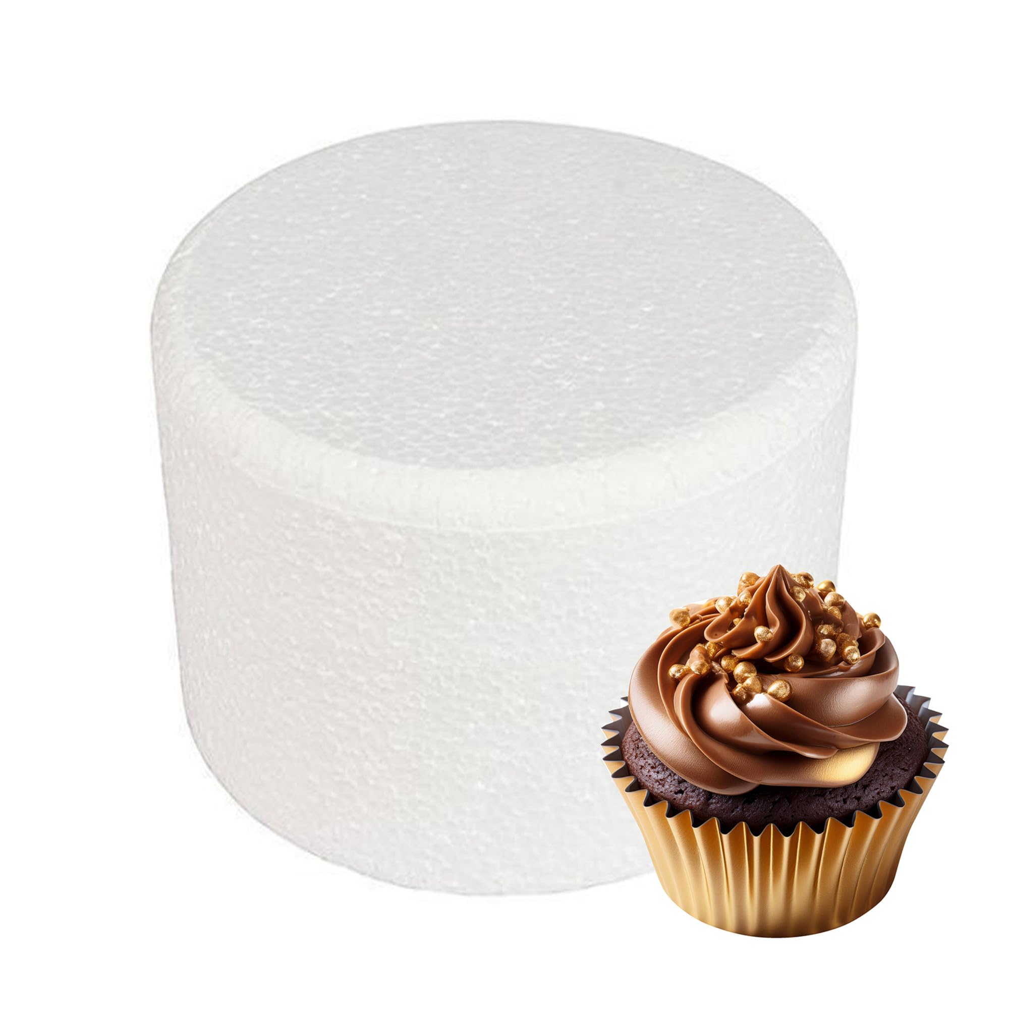 Culpitt 6" x 4" Round Cake Dummy, Bevelled Edge Cake Form, Practice Cake Decorating or Use for Creating Long-Lasting Displays, Smooth Polystyrene