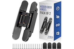 6" Concealed Hinges Hidden Door Hinges, Zinc Alloy Invisible Hinges Silent Invisible Door 3 Way Adjustable & 180° Swing Hinge