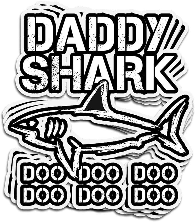 3 PCs Stickers Father's Day Daddy Shark Doo Doo Doo Song Lyrics Gift 4×3 Inch Die-Cut Decals for Laptop Window