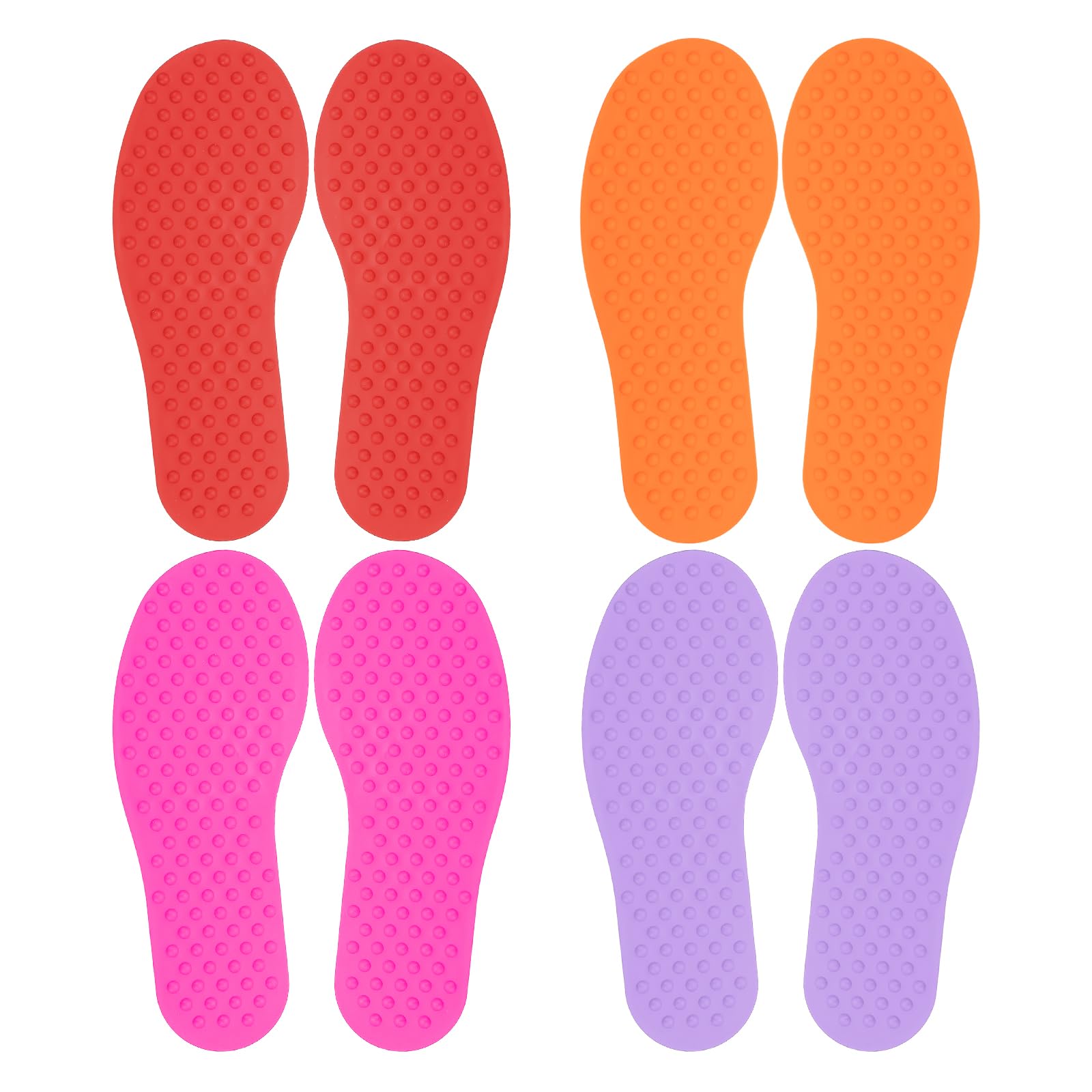 PATIKIL Feet Markers for Classroom, 4 Pairs Plastic Floor Foot Shaped Non Slip Spots Carpet Markers for Education Preschool Children Teacher Supplies, Red/Orange/Pink/Purple