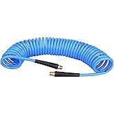 WYNNsky 1/4" x 25ft Recoil Poly Air Hose, Air Compressor Hose with Swivel Ends and Bend Restrictor Fittings