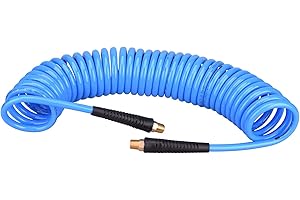 WYNNsky 1/4" x 25ft Recoil Poly Air Hose, Air Compressor Hose with Swivel Ends and Bend Restrictor Fittings