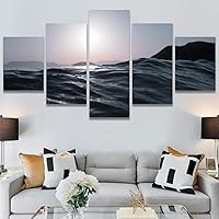 SIGNWIN 5 Panel Canvas Wall Art Modern Art Landscape Multicolor Photography Relax/Calm Rocky Romantics for Home Decorations Ready to Hang - 60
