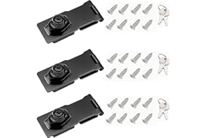 I-EASYDWW, Keyed Hasp Locks, 4 Inch, Twist Knob Keyed Locking Hasp, Cabinet Locks, Cabinet Locks with Keys, Black, 3 Pack