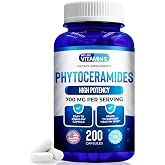 Phytoceramides Supplement 700mg for Healthy Skin, Hair &amp; Nails*, 200 Caps | Plant Ceramides From Sweet Potato &amp; Rice, Not Wheat - 700mg Per Serving - 100 Day Supply, Non-GMO