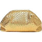 PHILOMENA Women's Woven Evening Bag Vegan Leather Clutch Purse Dumpling Ruched Bag Party Wedding Elegant Handbags