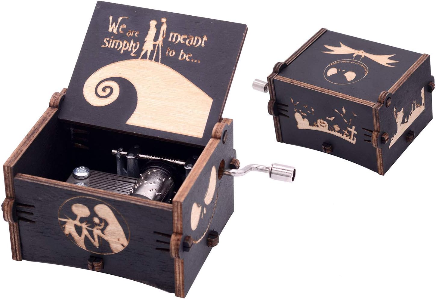 Wooden Mini Music Box Engraved The Nightmare Before Christmas Hand