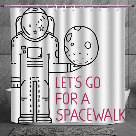 Polyester Shower Curtain 2 0 Outer Space Decor Space Walk Quote