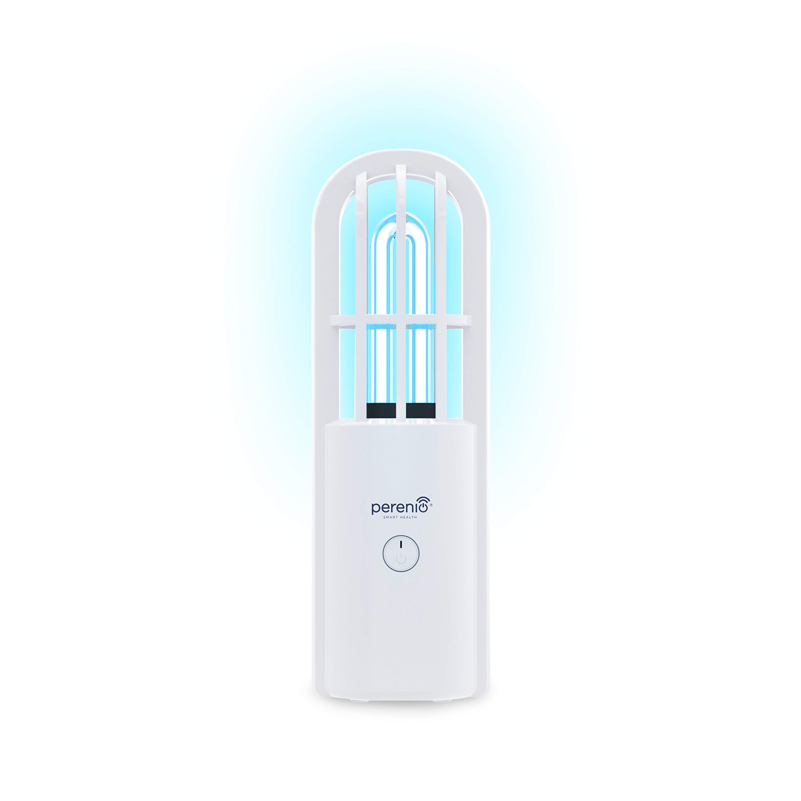 Perenio Indigo Portable UV Lamp, UVC Light Car Sterilizer, UV Germicidal Lamp Destroys Bacteria Unpleasant Odors, Rechargeable UV Disinfection Lamp for Auto, Wardrobe, Hotel Room - White