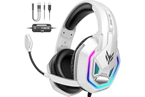 YPBDAN Gaming Headset for PS5, PS4, Xbox Series X|S, Xbox One, PC, Switch, Mac - RGB Over-Ear Headphones with 7.1 Surround Sound, Noise Cancelling Mic, 50mm Drivers & Memory Earmuffs for Nintendo 64