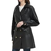 RISISSIDA Women Faux Leather Blazer Jacket,Spring Fall Vegan Pleather Soft Casual Lapel Button Down Coat