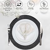 Famibay Round Placemats and Coasters Set of 4 Black 34cm 10cm view 4