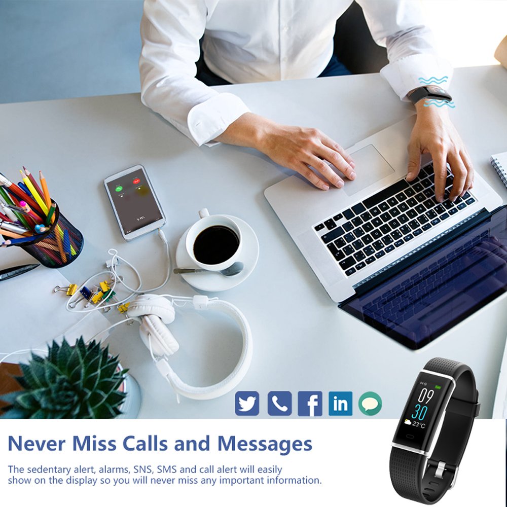 Pulsera de Actividad, Pulsera Inteligente Reloj Deportivo Contador de Calorías Fitness Podómetro Monitor de Frecuencia Cardiaca Monitor de Sueño Impermeable IP68, para Mujer Hombre, iOS y Android