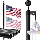 Flag Pole for Outside House, 20 FT Heavy Duty 45K PSI & 95 HBW Hard Aerospace Aluminum Flagpole Kit, Unbending Outdoor In-Ground Flag Poles with 3x5 American Flag for Yard, Residential or Commercial