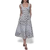 KARL LAGERFELD Women's Printed V Neck Sleeveless Midi Dress