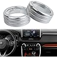 KEEGTBOX Center Control Switch Knob Ring Trim AC Air Conditioning Knob Cover Compatible with Toyota RAV4 2019 2020 2021 2022 RAV4 Prime 2021 2022 Interior Accessories (Silver)