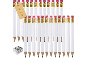 Adhere Golf Pencils with eraser 25/50pcsHexagon Wooden half Pencils with a free sharpener Graphite 2B for Golf Event Scoring,