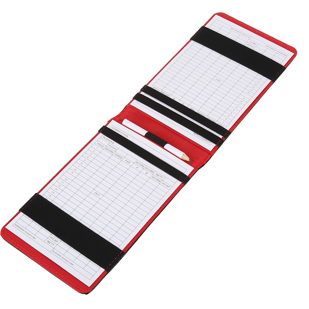 Golf Counter Card, Golf Score Counter Accessories PU Leather Holder Case with Scorecards and Pencil(Black)