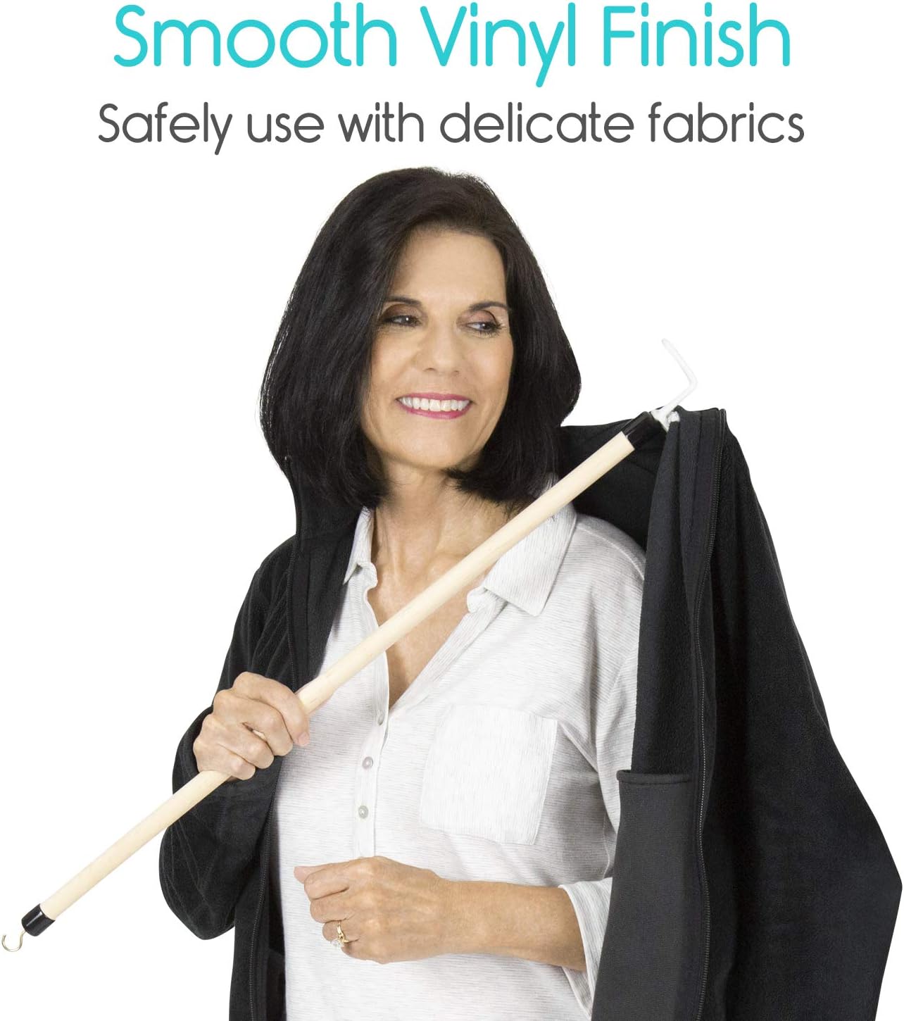 Vive Dressing Stick with Zipper Puller (27 Inch) - Sock Remover Tool - Independent Living Aid - Elderly, Seniors, Disabled, Men, Women - Mobility Helper for Compression Stockings, Dress, Jacket, Pants: Health & Personal Care