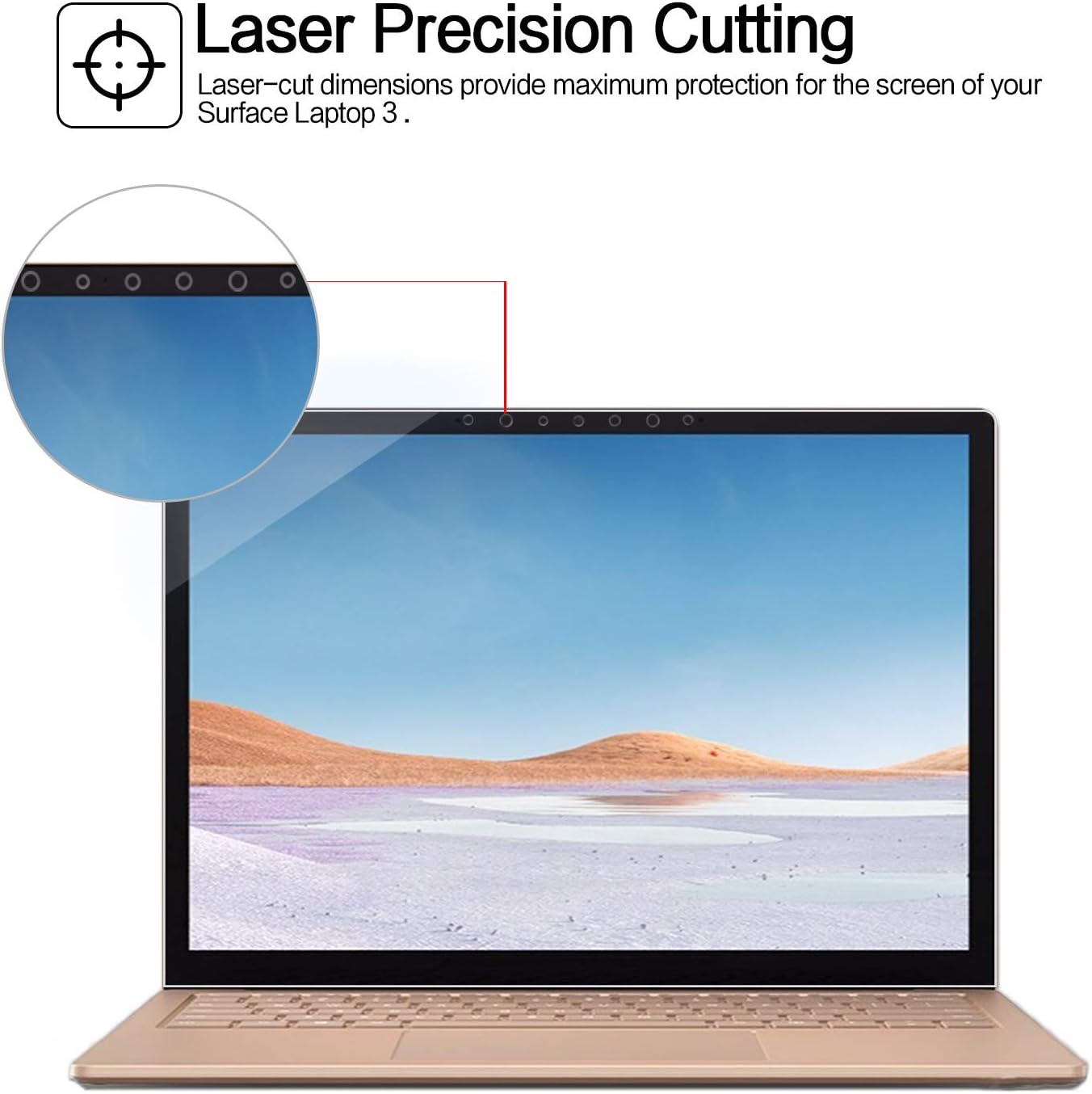 MEGOO [2 Pack Tempered Glass for Surface Laptop 6/5/4/3 15 inch - Bubble-Free Install, Scratch-Resistant, HD Clarity - Image 3