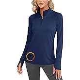 Cavva Women's Fleece Quarter Zip Pullover Running Shirt Thermal Long Sleeve Tee Athletic Workout Tops Thumb Hole
