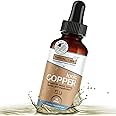 Ionic Colloidal Copper Liquid (30 PPM) | Mental Clarity & Nerve Function | Hair, Skin, Nails & Collagen | Red Blood Cells & Energy Production | Cholesterol Levels & Blood Pressure (4oz Dropper)