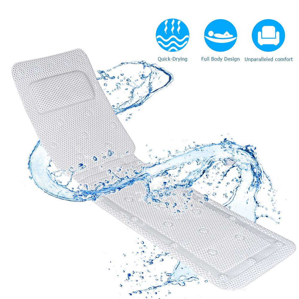 LEGELUX Full Body Bath Pillow, Bathtub Pillow for Neck and Back Support, Spa Cushion with Non-Slip Suction Cups