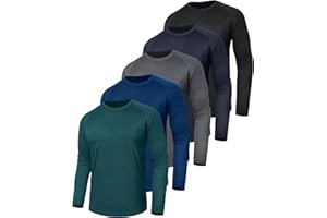 LalaHooK 5 Pack Long Sleeve Shirts for Men - UV Sun Protection Quick Dry Full Sleeve T-Shirts for Fishing Hiking Traveling