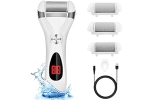 Electric Foot Callus Remover Kit, Elmchee Rechargeable Callous removers 3 Grinding Heads Waterproof Foot Scrubber File, Professional Pedicure Tools kit Feet Care for Dead, Cracked Dry Skin