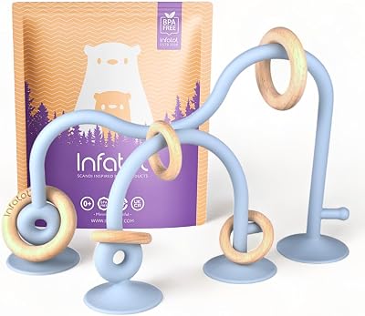 Infatot Teething Suction Toy Wood Silicone Baby Toys 0-6 Months Blue