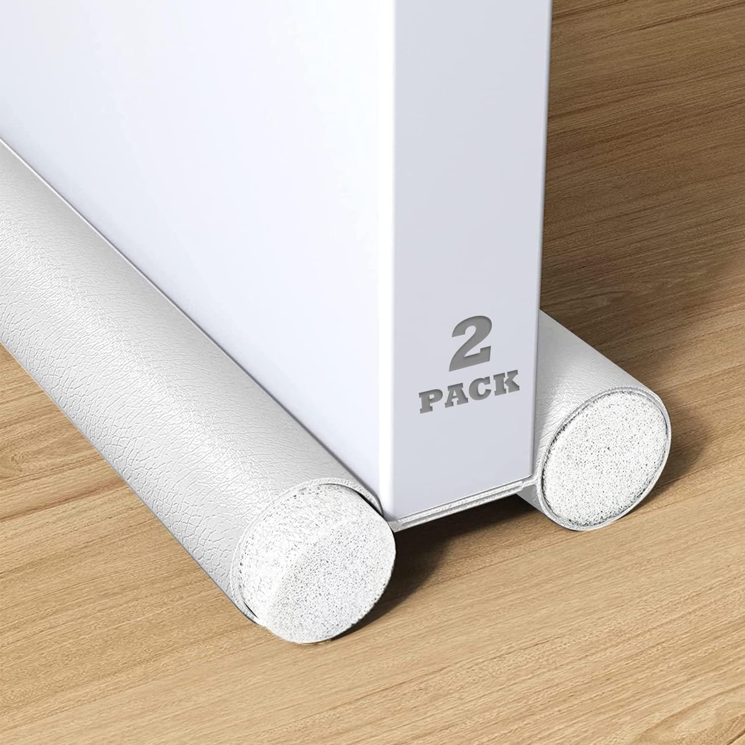 2Pcs Draft Excluder for Doors, 96cm Draught Excluder for Bottom of Door, Sided Door Seal Strip Foam, Heat Insulation Preventing Drafts and Noise. (White2pcs)