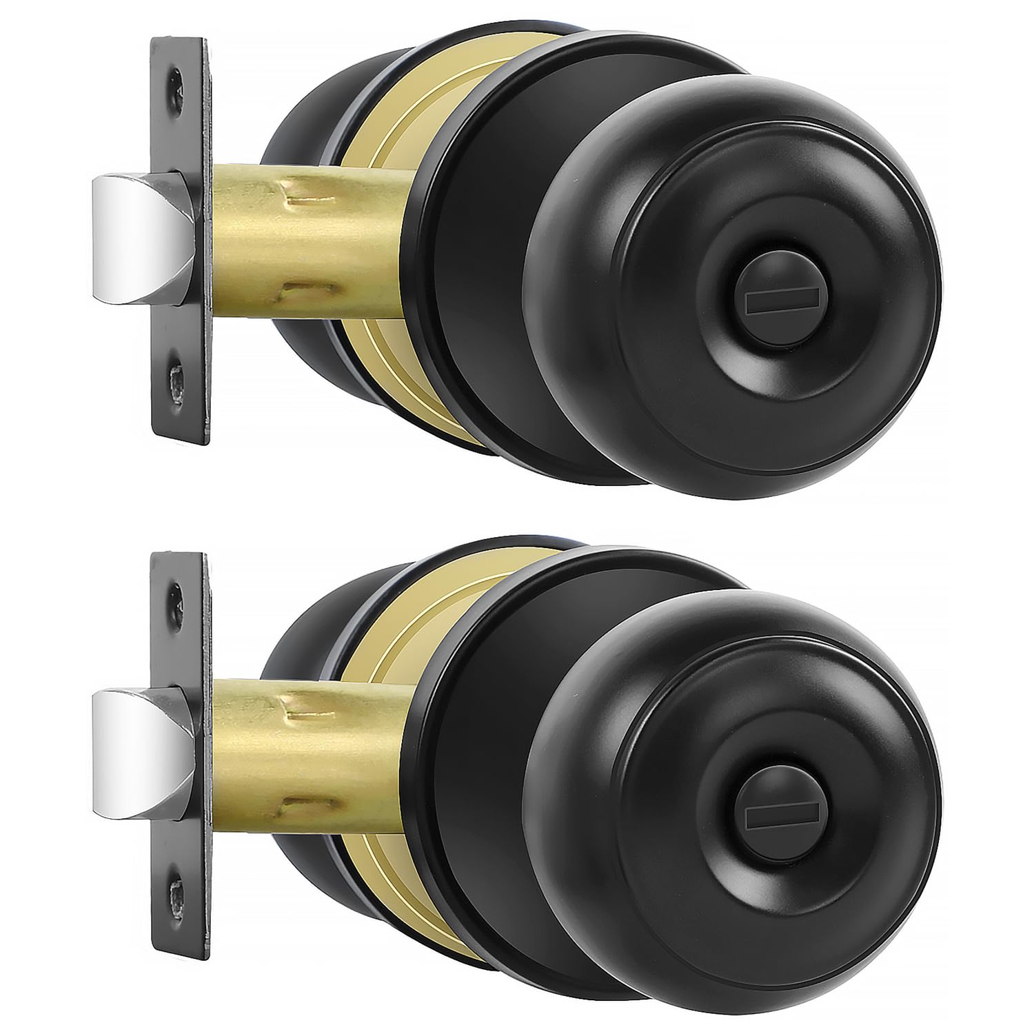 Photo 1 of RAZCC Privacy Door Knobs, 2 Pack Matte Black Door Knobs with Lock, Bed and Bath Door Knob Interior Keyless Locksets, Round Door Handles Reversible for Left Right Handed Doors
