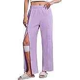 Deyeek Women's Tear Away Pants with Pockets Easy Access Adaptive Pants Post Hip Knee Leg Surgery Breakaway Lounge Sweatpants