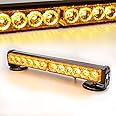LE-JX Amber Wireless Battery Traffic Advisor Emergency Lights Bar Beacon Led Strobe Warning Light Mini Roof Top Plow Hazard Flash with Magnetic Base Mount and 12 V Rechargeable Plug (Yellow, 12 LEDs)