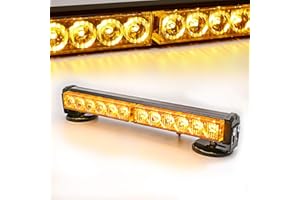 LE-JX Amber Wireless Battery Traffic Advisor Emergency Lights Bar Beacon Led Strobe Warning Light Mini Roof Top Plow Hazard Flash with Magnetic Base Mount and 12 V Rechargeable Plug (Yellow, 12 LEDs)