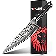 YOKASHI Japanese Damascus Chef Knife – 8-Inch Professional VG-10 High-Carbon Steel Kitchen Knife – Razor-Sharp Japanese Knife for Chefs and Home Cooks, Ideal for Chopping, Slicing, and Dicing