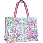 Lilly Pulitzer XL Market Shopper Bag, Oversize Reusable Grocery Tote with Comfortable Shoulder Straps