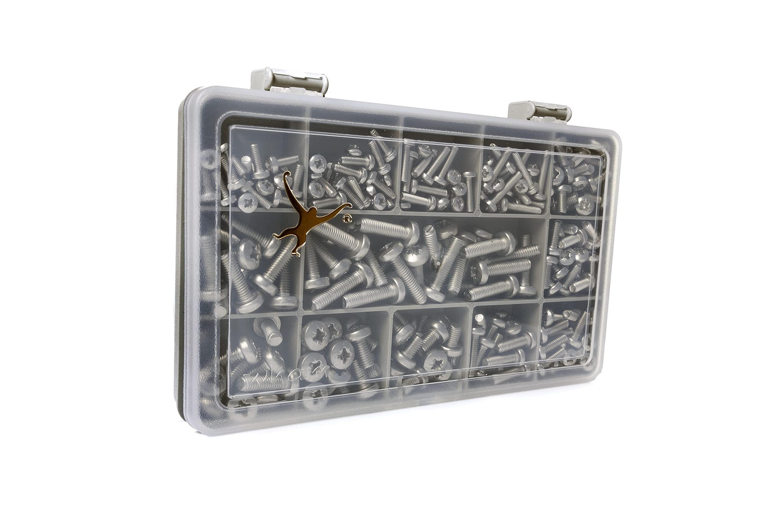 Set of 270 Assorted Pozi Pan Head Machine Screws/Bolts -DIN 7986- M3, M4 and M5, A2-70 (304) Stainless Steel: Sturdy Re-Cycled Compartment Box