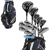 Aspire PRO-X Men’s 19-Piece Golf Set – Titanium Driver, Wood, 3-5 Hybrids, 6-SW Irons, Putter, Stand Bag, 5 Headcovers and Cover – RH