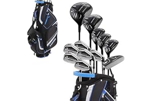 PRECISE Aspire PRO-X Men’s 19-Piece Golf Set – Titanium Driver, Wood, 3-5 Hybrids, 6-SW Irons, Putter, Stand Bag, 5 Headcovers and Cover – RH, Reg/Tall