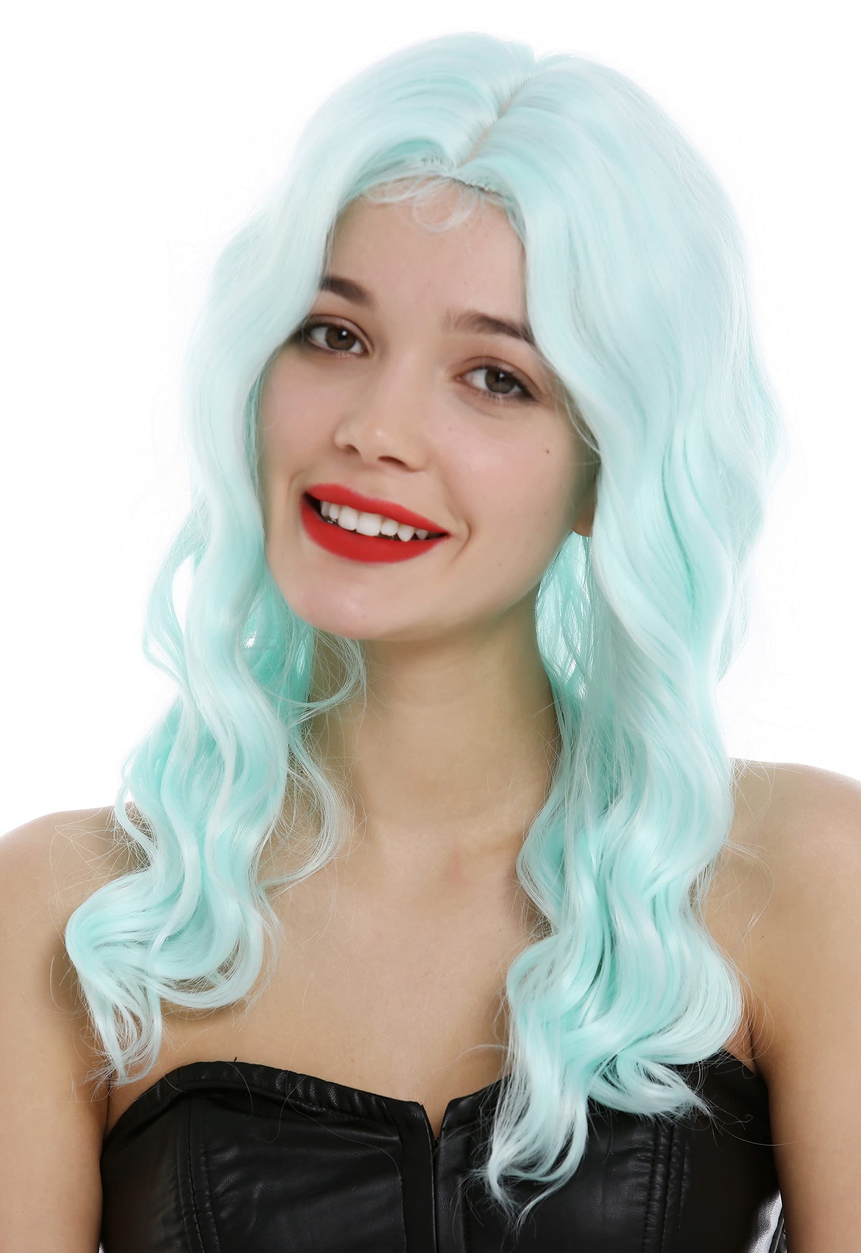 WIG ME UP - VK-9-T5507 Ladies wig long wavy middle parting with hair line light green